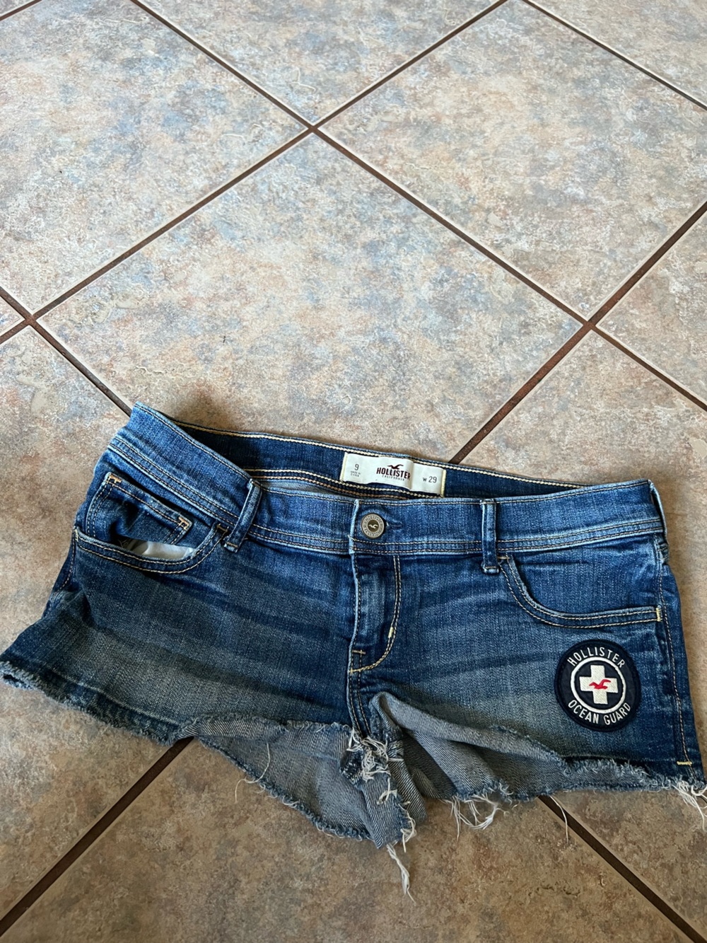 Y2K 2000 Hollister Women's Medium Dark Blue shorts